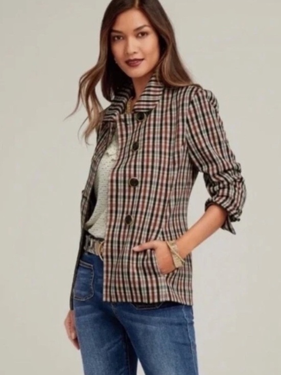 CAbi Jackets & Blazers - CAbi 4118 Jazzy Jacket Double-Breasted Plaid Peacoat Size M